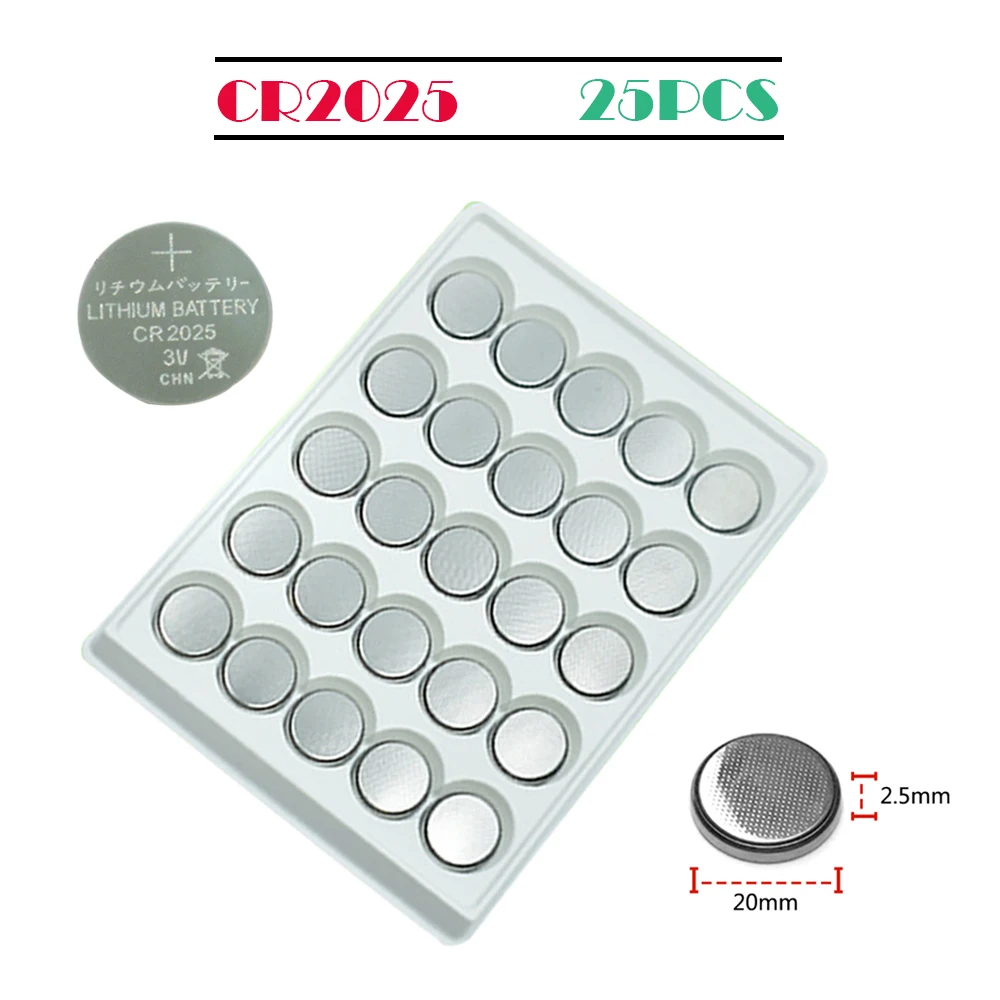 25 шт., Литиевые Батарейки CR2025 2025 150 мАч EE6226 BR2025 KCR2025 2025 DL2025 L12 3 в