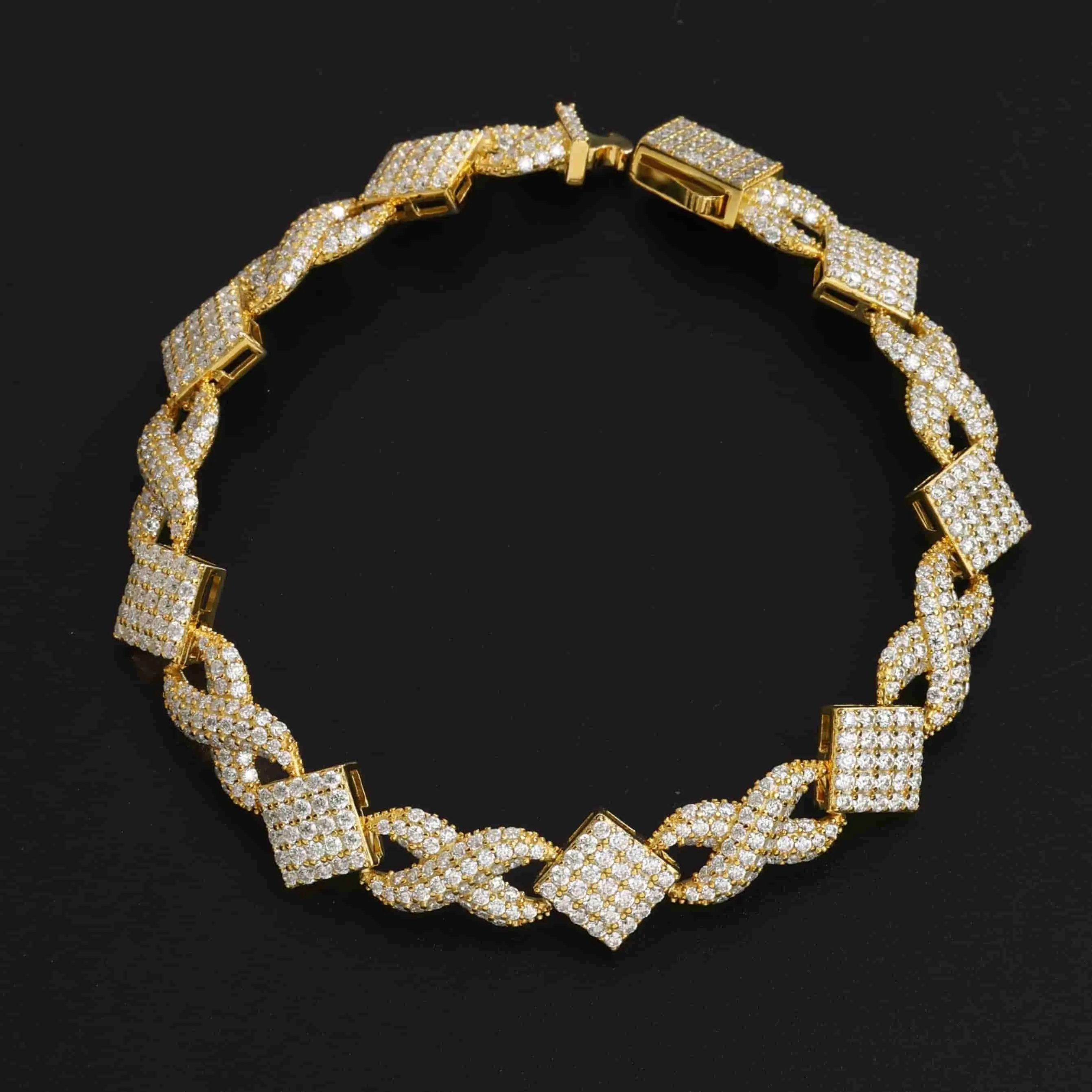 Мужской браслет в стиле хип-хоп Iced D VVS Муассанит стерлинговое серебро 925 пробы