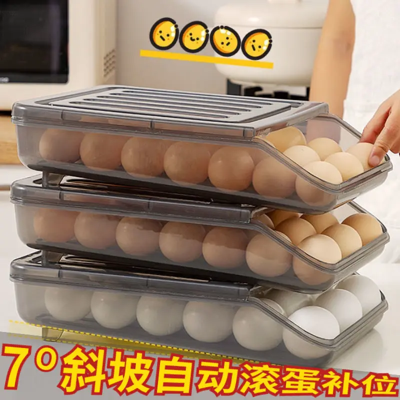 Egg Storage Box Slide Design Refrigerator Preservation Anti-fall Large Household Food |