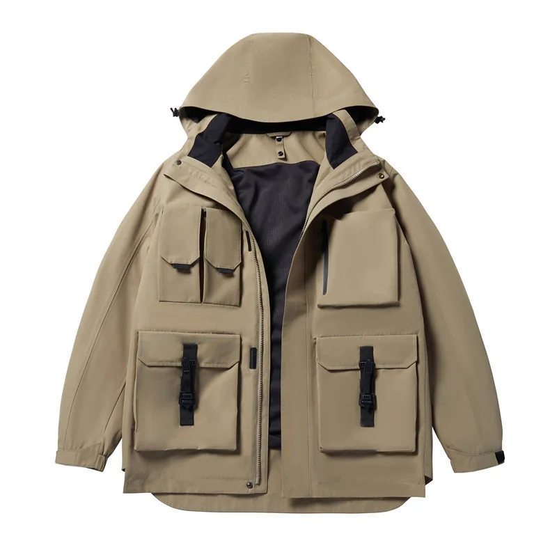 Couple's Three-in-one Detachable Jacket Outdoor Waterproof  Windproof Mountaineering Clothing Multi-pocket Tooling Warm Jacket