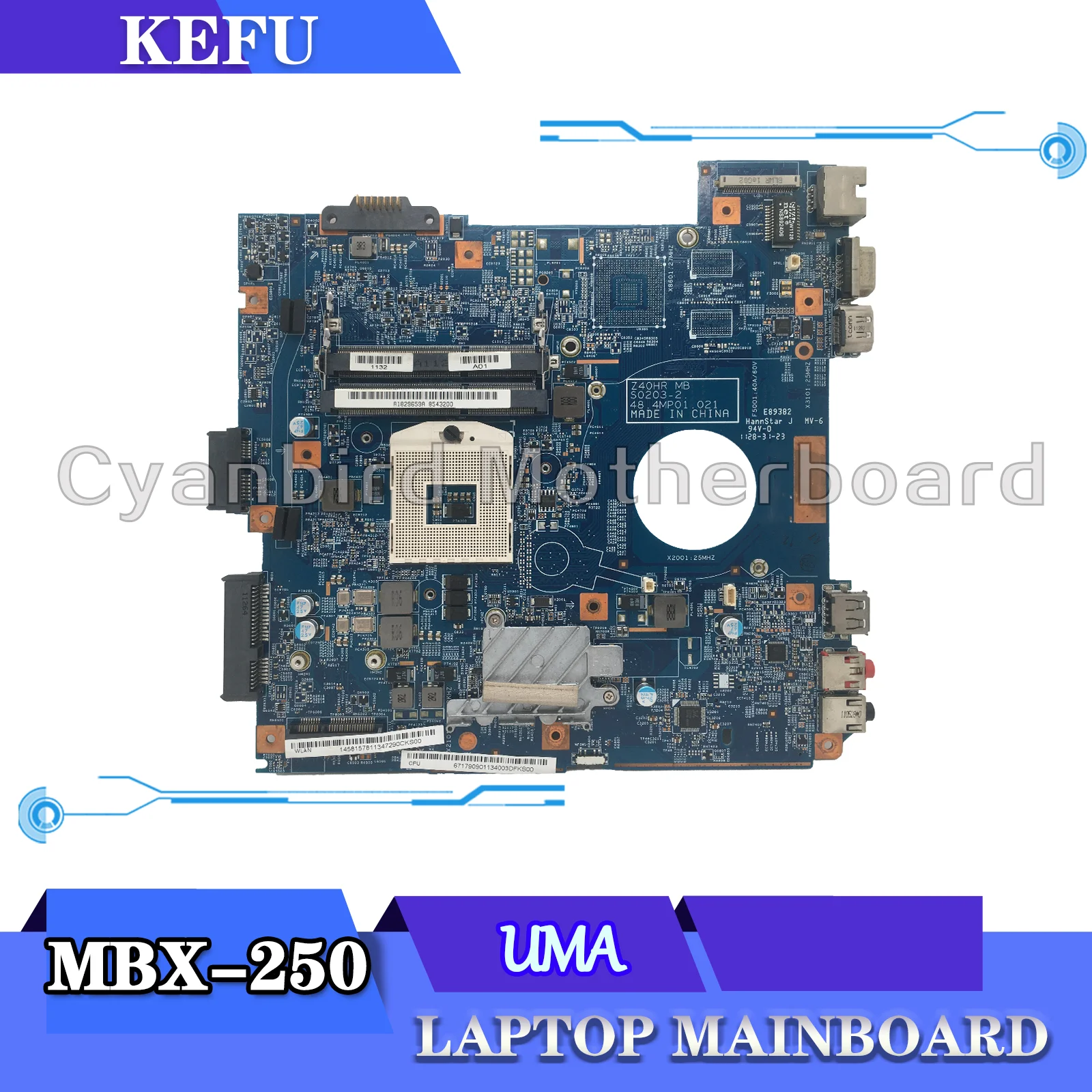 

KEFU For SONY Vaio VPC-EG VPCEG MBX-250 A1829659A Mainboard Z40HR MB S0203-2 48.4MP01.021 HM65 100% Test Total Free CPU