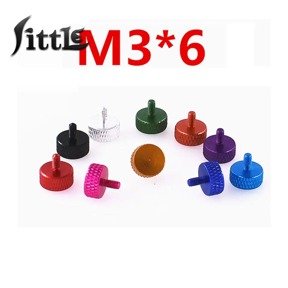 

1 Piece M3X6 Computer Case Side Cover Color Screw Aluminum Alloy Hand Screw Flat Head Round Knurled Screw Colorful Ladder Screw