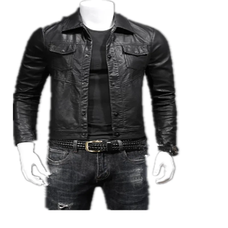 Мужская кожаная куртка новинка весны 2023 красивая мотоциклетная Молодежная