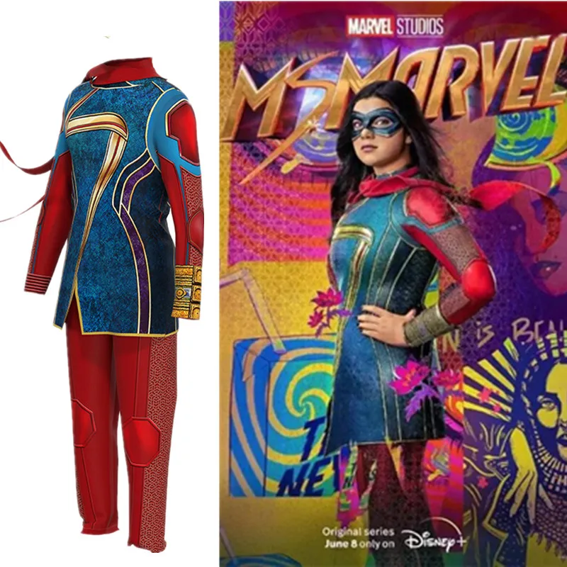 

Косплей-костюм Ms. Marvel для девочек и детей, женские и Взрослые платья Marvel на день рождения, карнавал, Хэллоуин