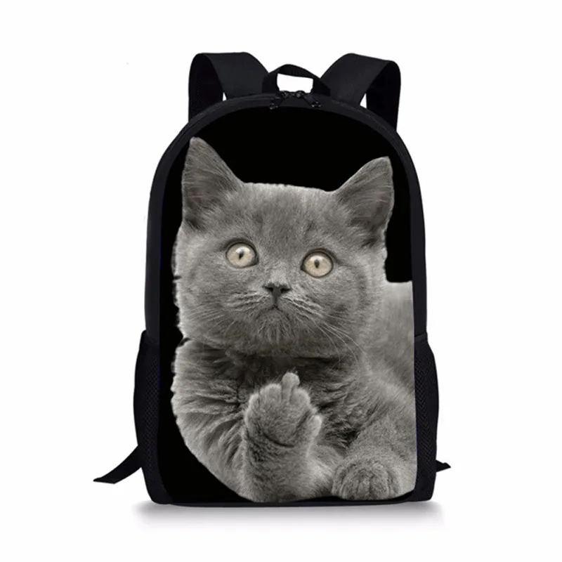Детский рюкзак с принтом кошки для мальчиков и девочек, школьные ранцы для начальной школы, повседневные школьные портфели для учеников