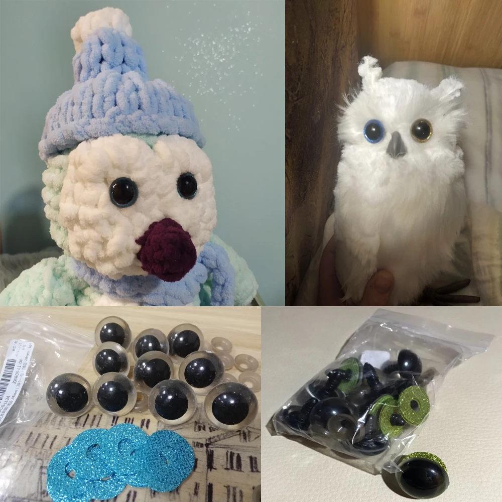 10PCS 16/18/20/22/24mm Shinning Glitter Plastic Doll Safety Eyes Plush Toys Accessories Eyeballs For DIY Toy Bear Stuffed Making - купить по