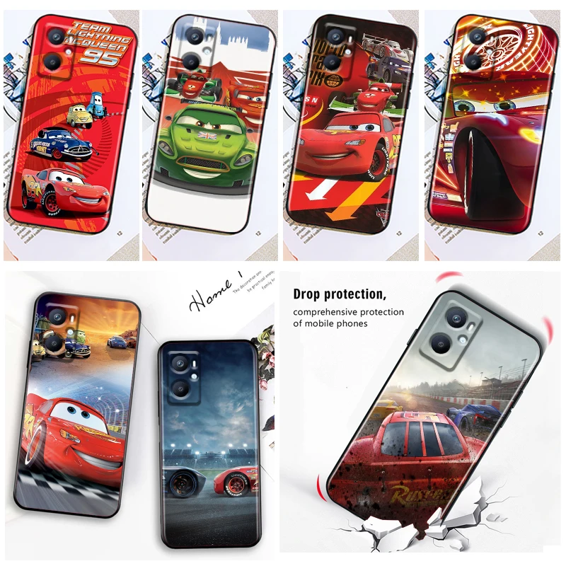 

Lightning McQueen Cars Phone Case Black For OPPO Find X5 X3 X2 Neo Lite A96 A57 A74 A76 A72 A55 A54S A53 A53S A16S A16 A9
