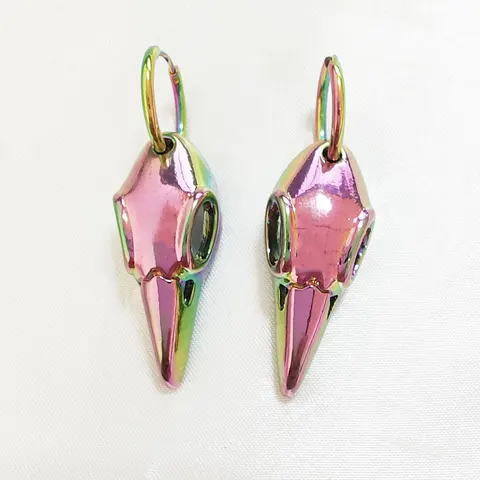 Мужские серьги-капельки из нержавеющей стали в виде вороны