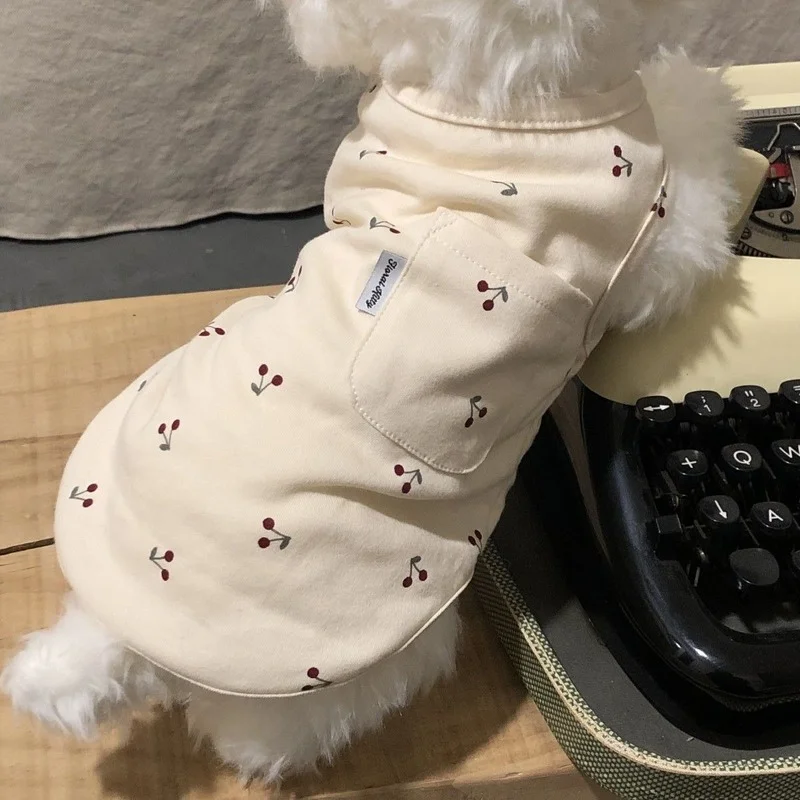 

Cat for Dogs Clothing Pet Cherry Print Vest Dog Clothes Thin Shirt Outfits Cute Summer Yorkies White Boy Girl Ropa Para Perro