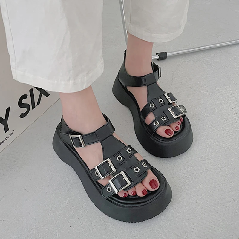 

Сандалии JMPRS женские на массивной платформе, модные босоножки с пряжкой, с вырезами, Удобная Нескользящая пляжная обувь на толстой подошве