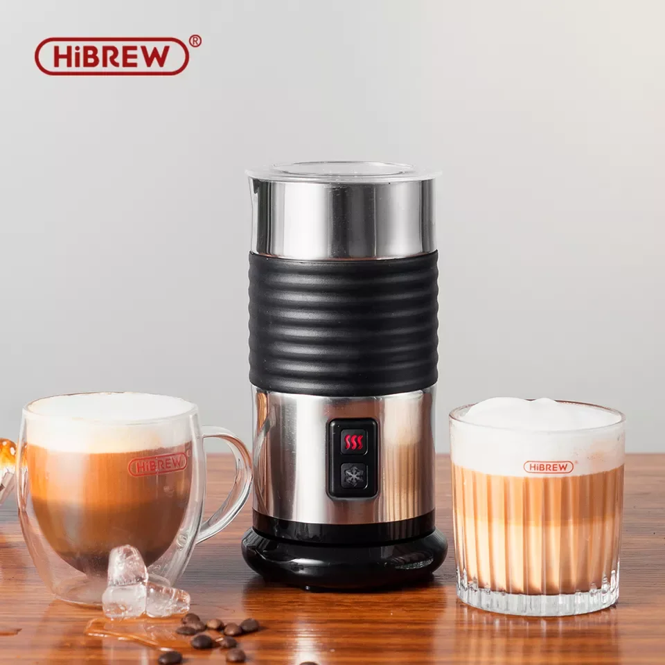 

HiBREW Milk Frother Foamer Cold/Hot Latte Cappuccino Chocolate fully automatic Milk Warmer double wall Stainless steel M2