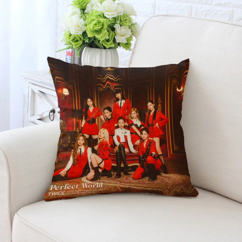 

KPOP TWOCE Album Perfectworld Square Cushion Cover Pillow Sofa Bedroom Throw Pillows Home Car Decorative Home Supplies Na Yeon