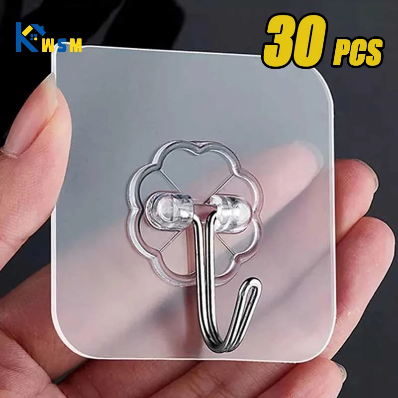 

Прозрачные самоклеящиеся крючки из нержавеющей стали, 30 шт.