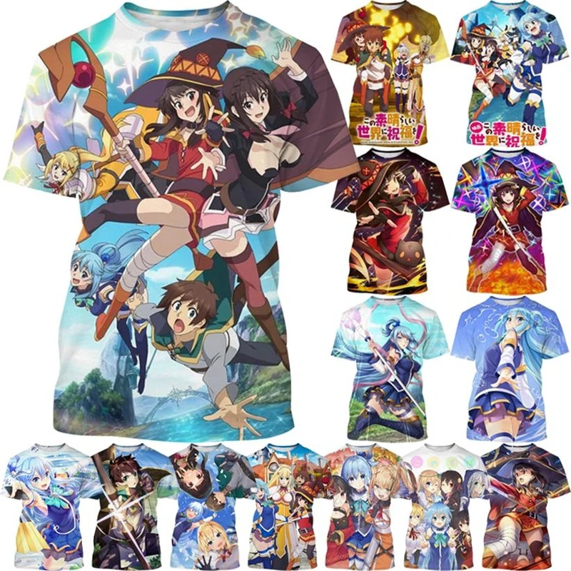 

Konosuba Creative 3d Printed T-shirt Anime Theme Character Print Short-sleeved Men And Women Boys Girls Comfortable T-shirt Tops