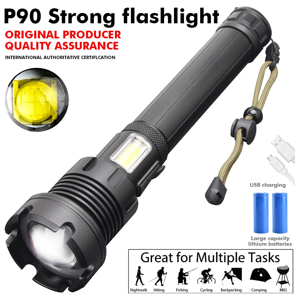 High Power Rechargeable LED Flashlight Mini Zoom Torch Camping Outdoor Waterproof Strong Flashlight Tactical Lantern Lamp S0P0