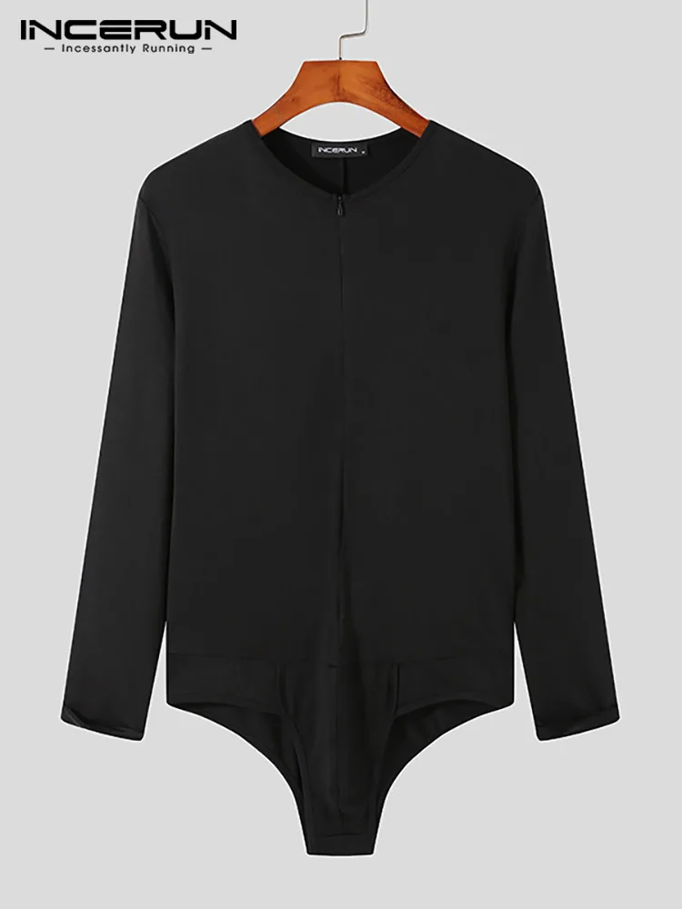 INCERUN Comfortable Homewear New Men's Zipper Rompers Stylish Onesies Striped Casual Sexy Style Long Sleeve Jumpsuit S-5XL 2022