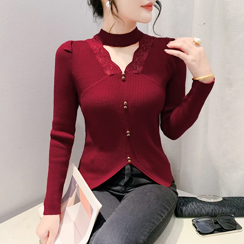 2024 новинка европейская одежда осень зима вязаный свитер шикарный сексуальный