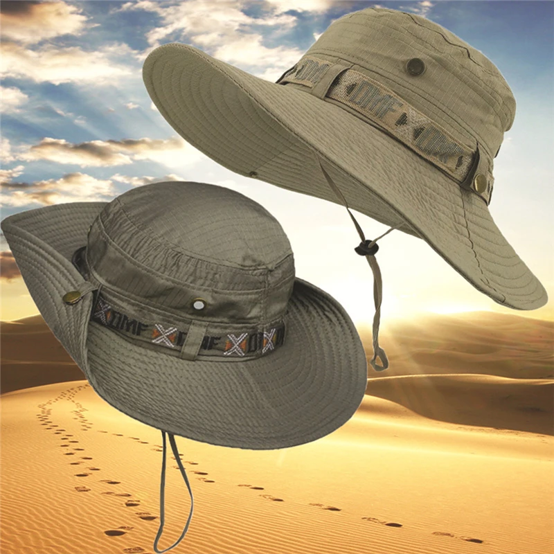 

Summer Sun Hat Men Women Hat Outdoor UV Protection Large Wide Brim Hiking Fishing Camping Mesh Breathable Cap New