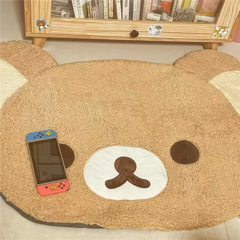 Фото Ковер Kuna Bear Rilakkuma, милый мультяшный медведь, мягкий плюшевый напольный коврик из Кореи для спальни, прикроватный коврик для дома. №1