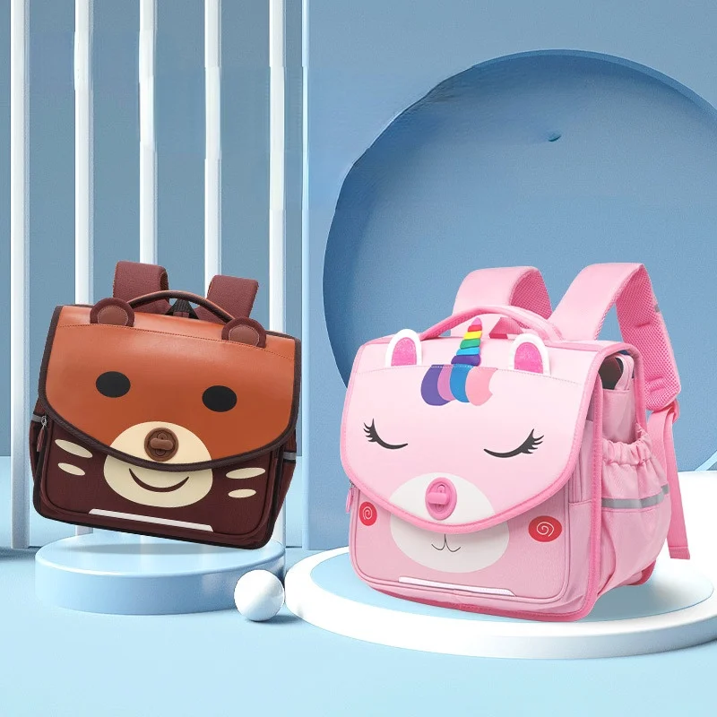 Primary Girl Unicorn Boy Bear Horizontal British Style Cartoon Backpacks New Children Grade 1-5 Students Fashion School Bags Hot