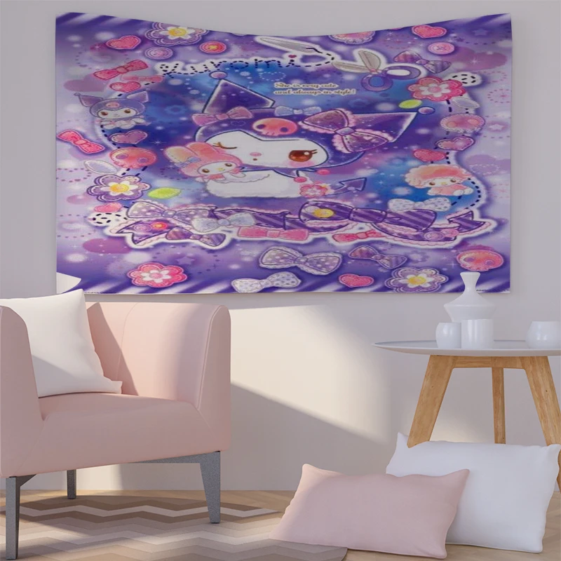 Гобелен Sanrio Kuromi Melody студенческое общежитие настенное украшение милая фотография
