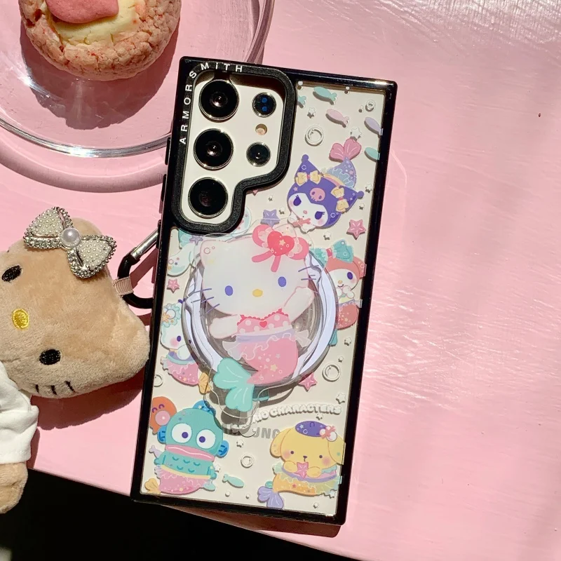 Фото Чехол для телефона Cute Mermaid Sanrio Collection для Samsung Galaxy S23 S25 Ultra S24 FE Plus с магнитной подставкой №1
