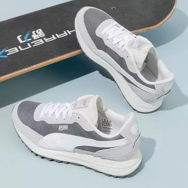 Фото Кроссовки PUMA Retro - кожаные, с тиснением, сетчатые, дышащие, с толстой подошвой, противоскользящие, модные спортивные кроссовки - 397377-08 №3
