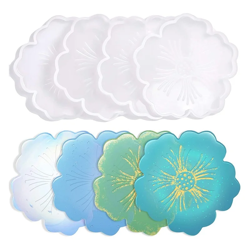 

Flower Coaster Resin Molds, Silicone Petals Tray Mold, Flower Shape Coaster Molds for Resin Casting DIY Crafts Cup Mats