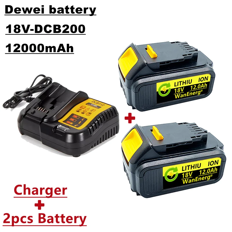 

18V power tool battery, 12.0Ah, for dcb180 dcb181 dcb182 dcb201 dcb201-2 dcb200-2 dcb204-2 L50, sold with 2 batteries + charger