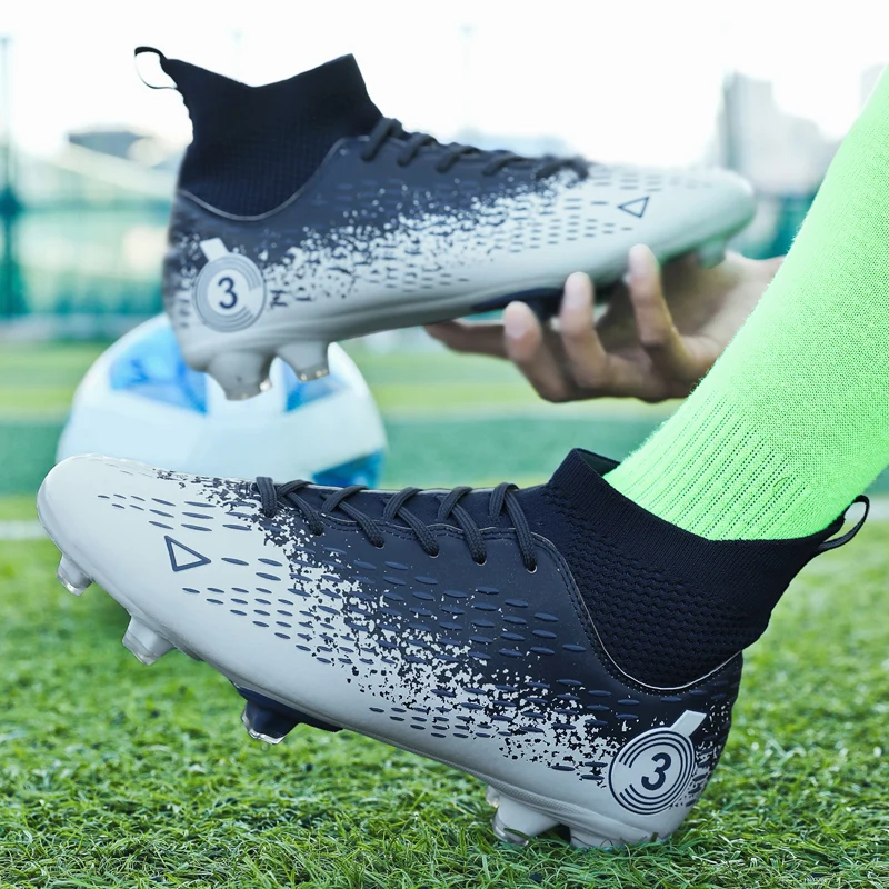 Men's High-Top Soccer Shoes FG/TF Football Boots Chilidren Anti-Slip Grass Training Soccer Cleats Wide Size 31-48 New Arrival