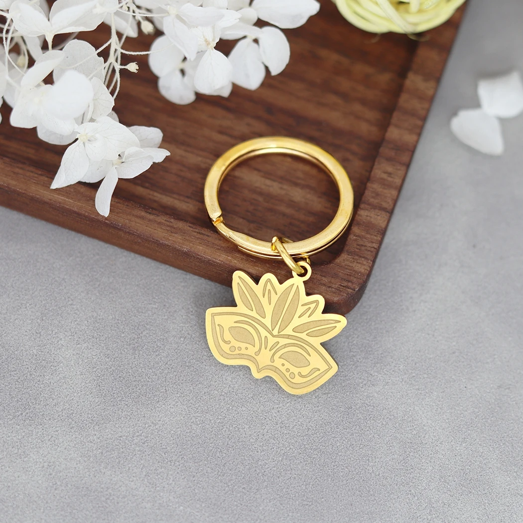 Нержавеющая сталь индивидуальное имя Марди Гра перо вечерние маска брелки