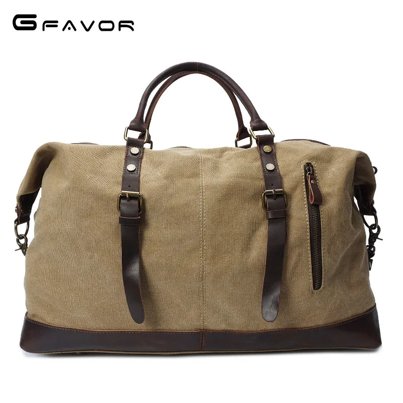 Retro men's bag Crazy Horse leather top layer cowhide luggage bags canvas travel handbag wear-resistant shoulder messenger bag