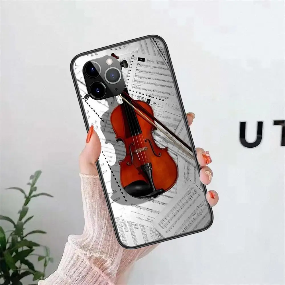 Фото Для Galaxy G313 Grand I9082 Prime Note 8 9 10 20 Lite Plus Pro Ultra скрипка и музыкальные ноты ретро черный Hoesjes Модный чехол №4