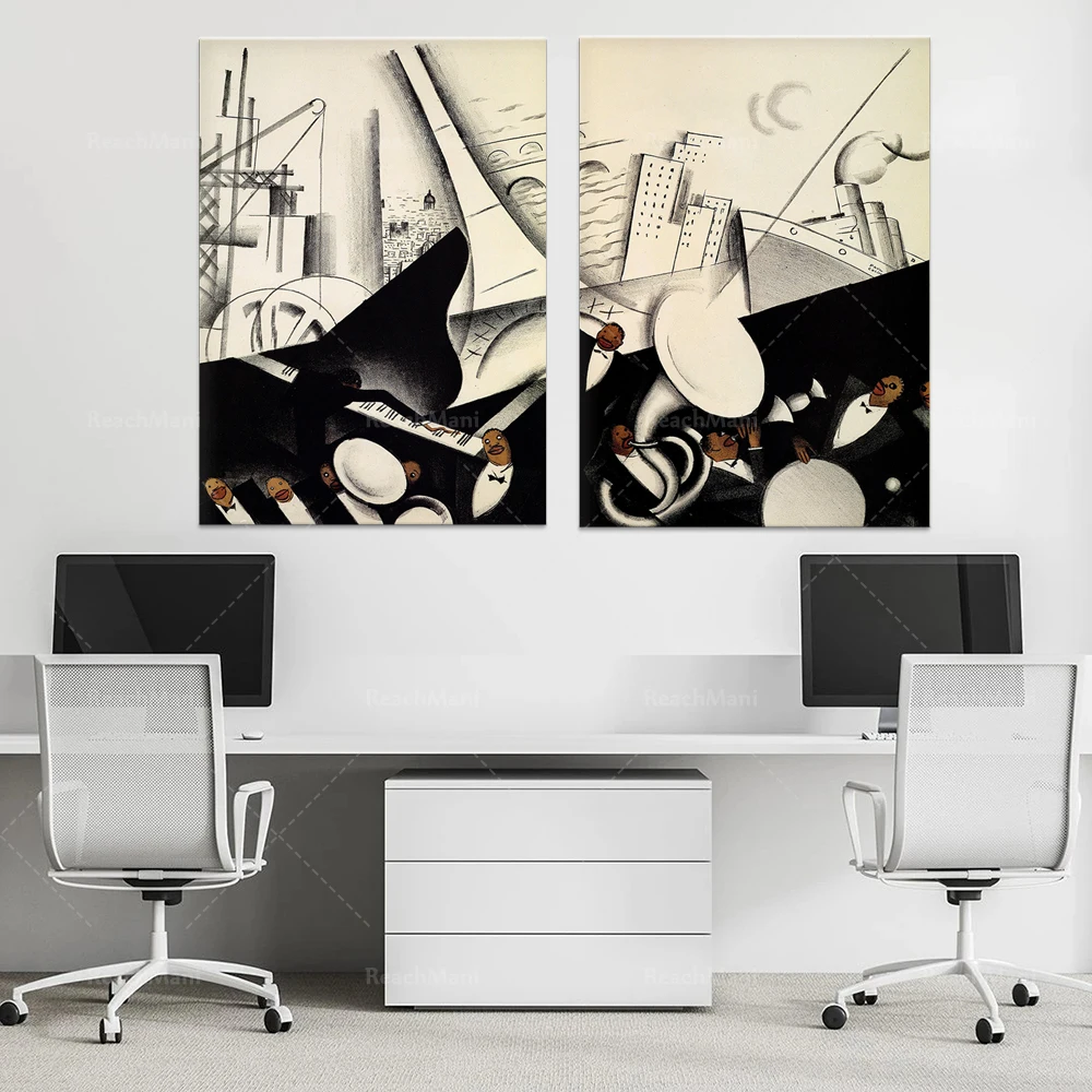 Плакат Paul Colin Jazz Art Prints-Vintage Prints Deco Tumulte Noir Orchestra