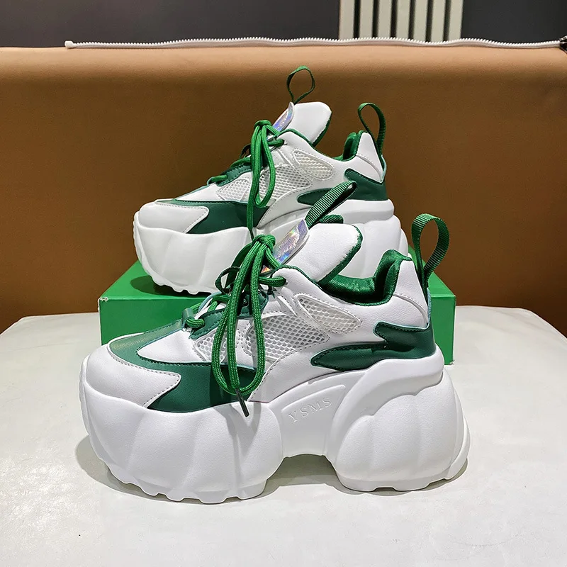 

New Summer Thick Heels Sneakers Women's Mesh Breathable Shoes Casual Running Sneakers Women's Vulcanized Shoes Chunky Sneakers