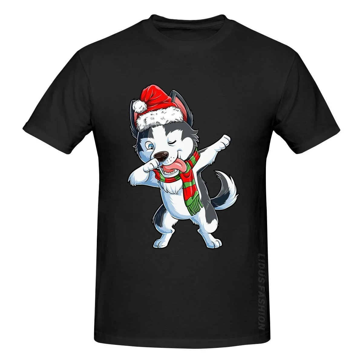 

Dabbing футболка с изображением Сибирского хаски и Санты, рождественские подарки, одежда, графическая футболка, свитшот с коротким рукавом, фут...