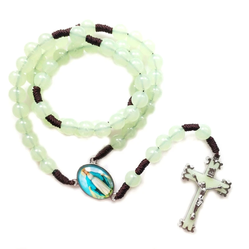 DONG католические светящиеся круглые четки ожерелье Иисус для креста кулон