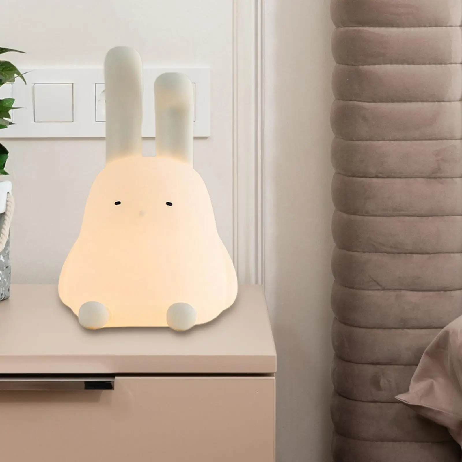 

Rabbit Shape Night Light Lamp Phone Holder Portable Kids Gifts 2600K Warm White LED Bendable Ears for Living Room Sleeping