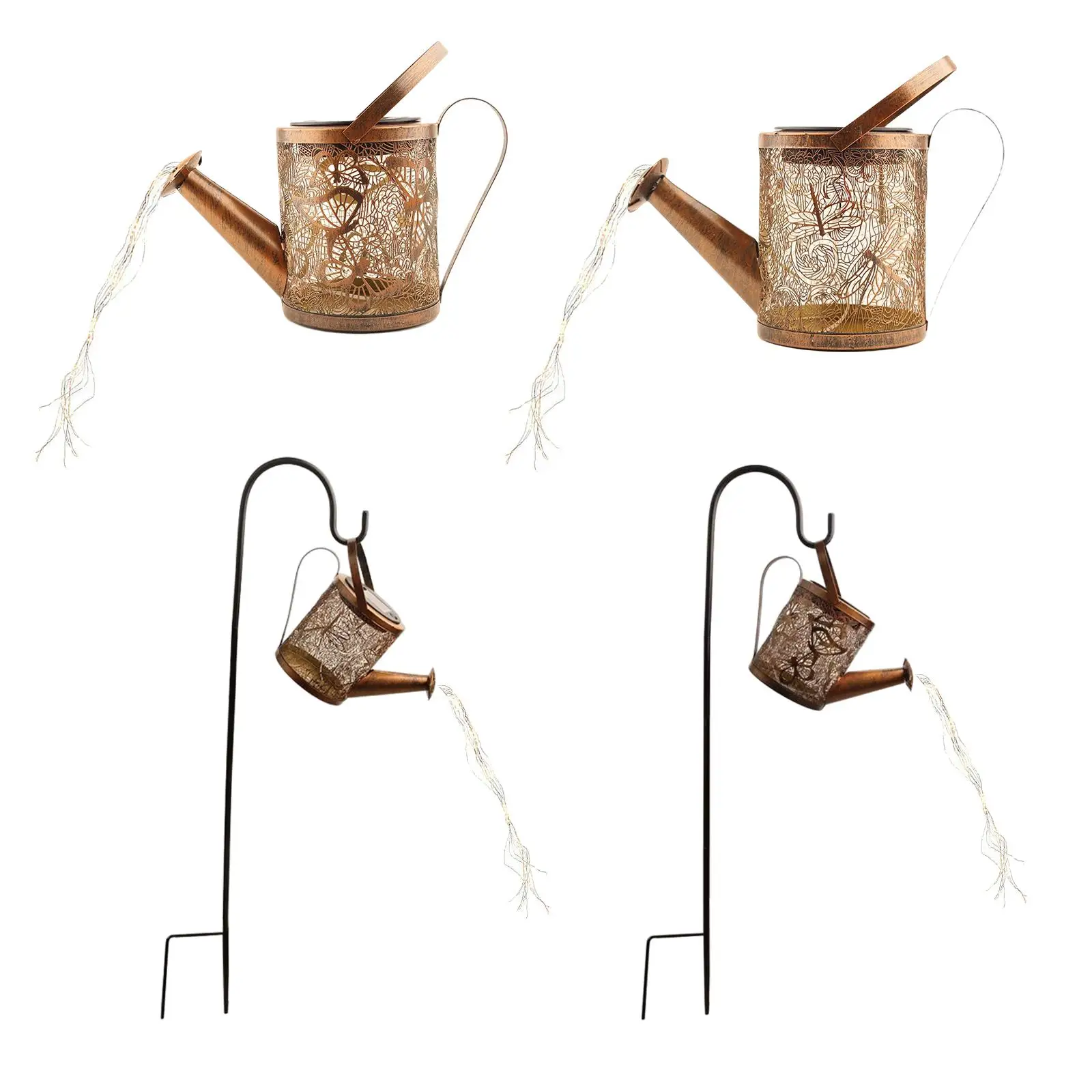 

Solar Powered Water Can Light Art Lamp Kettle String Lights Hollow Garden Lawn Lamp for Patio Garden Yard Pavilions Ornaments