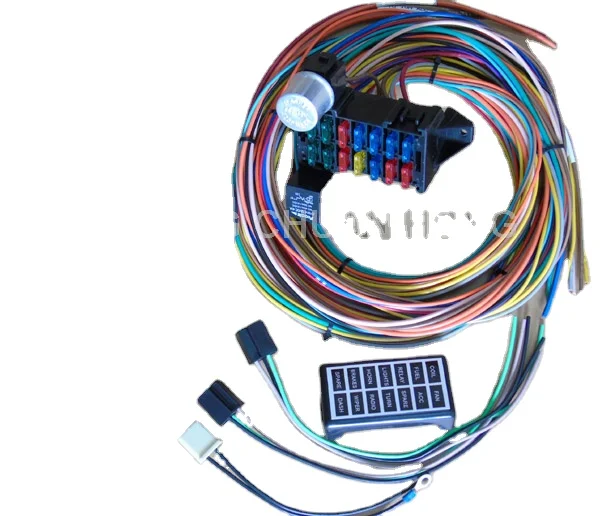 

12V 14 Fuse Circuit Wire Harness kits Auto spare Parts wire for Muscle car hot street rad, trucks