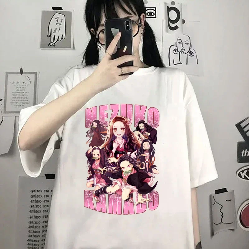 Новые милые женские повседневные рубашки Kamado Nezuko с принтом летние футболки Y2k