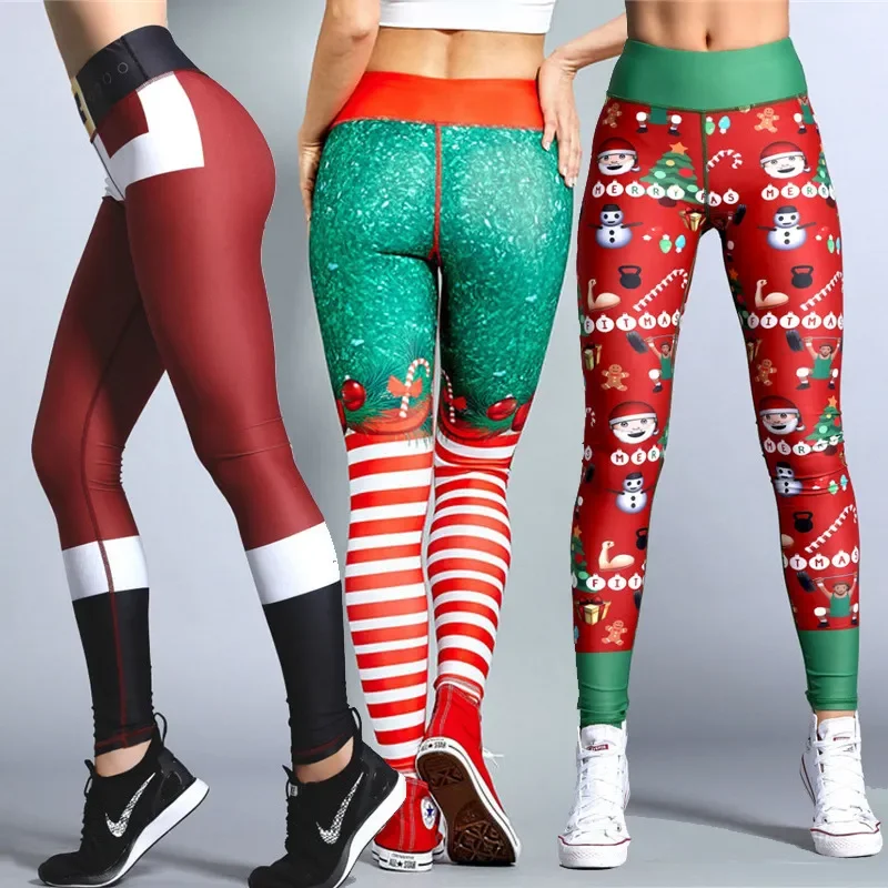 

Christmas Leggings Women Sexy High Waist Skinny Leggins Fitness Legging Ladies Printed Workout Leggings Stretch Trousers Pants
