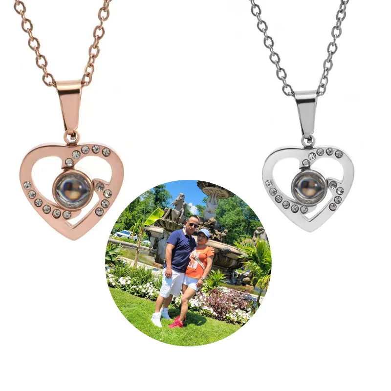 

Valentine's Day Birthday Photos Custom Projection Men's and Women's Necklaces Pendants Fashion Jewelry Husband Memories Gifts