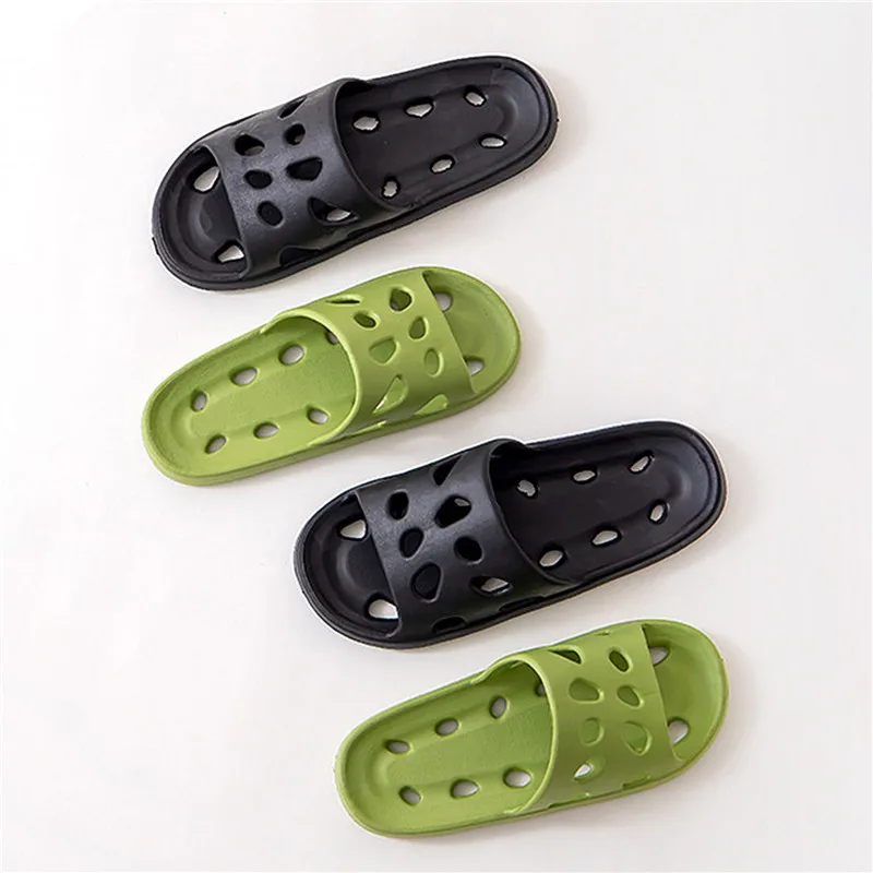 Women'S Breathable Hollow Slippers Solid Color Casual Home Bathroom Non Slip Summer Slippers