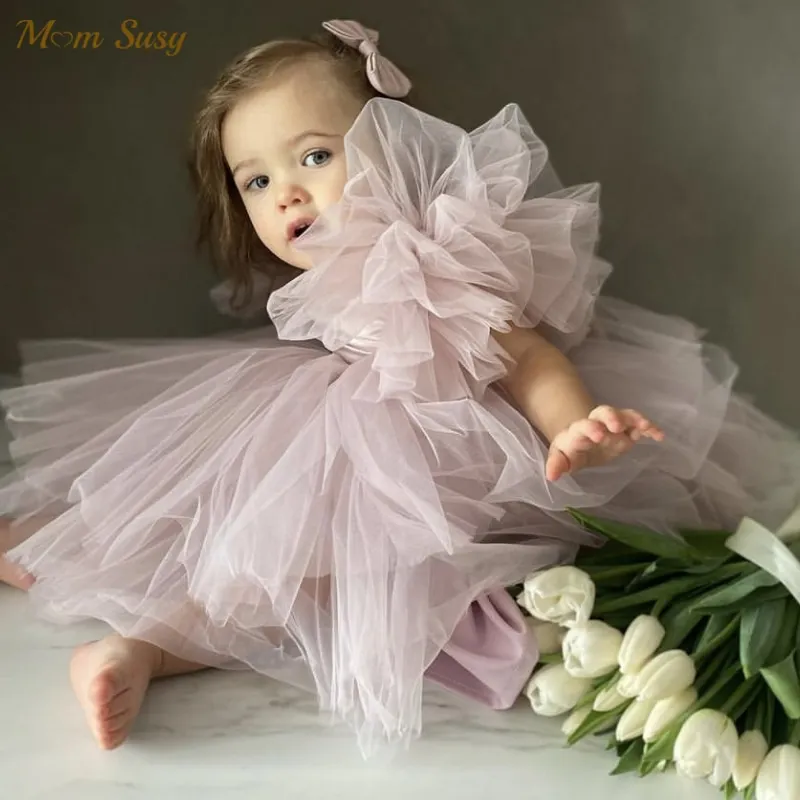 Fashion Baby Girl Princess Tutu Dress Fluffy Sleeve Infant Toddler Teens Child Vestido Party Wedding Pageant Baby Clothes 1-10Y
