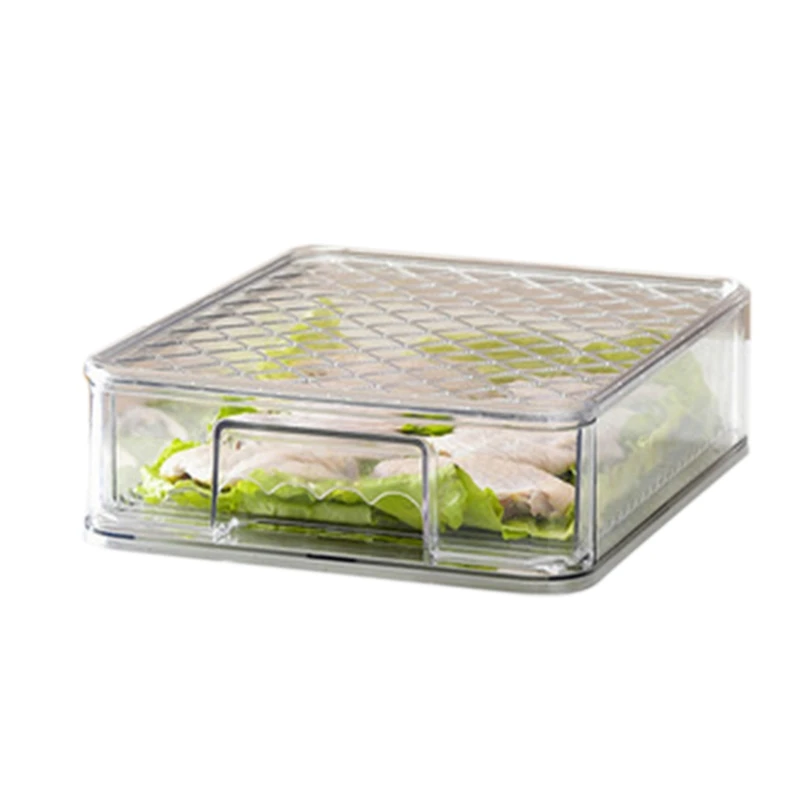 

Refrigerator Food Storage Containers Cutout Handle Clear Pantry Stackable Fridge Organizers Bins Airtight Container