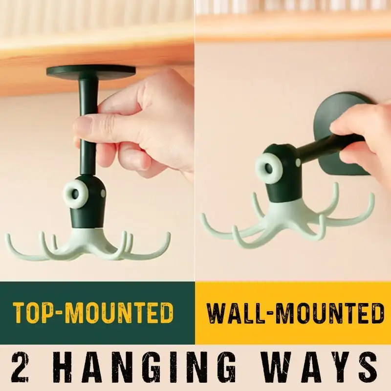 Вращающийся на 360 ° крючок-осьминог кухонный шпатель без отверстий стойка для