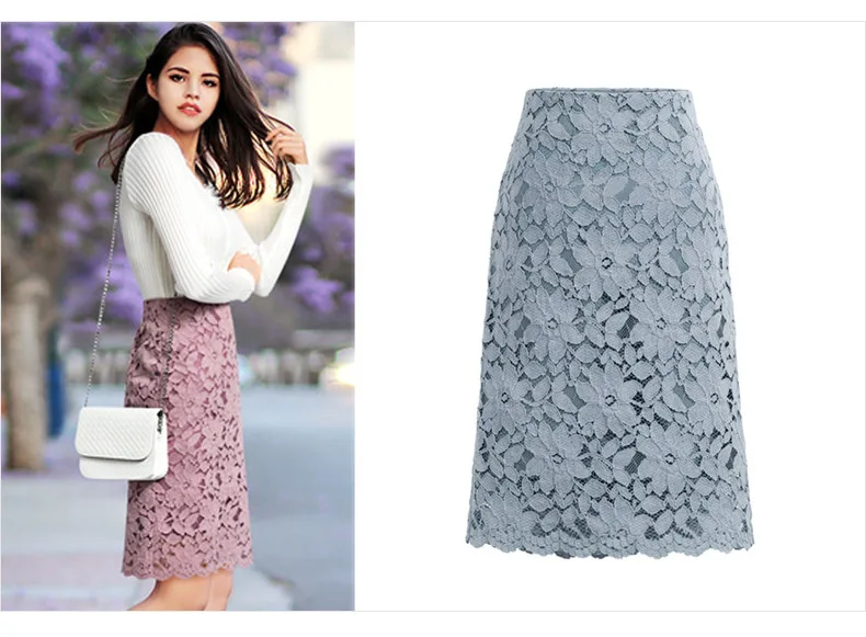 

Women's fashionable and comfortable half-length skirt lace a-line skirt bag hip skirt 2021