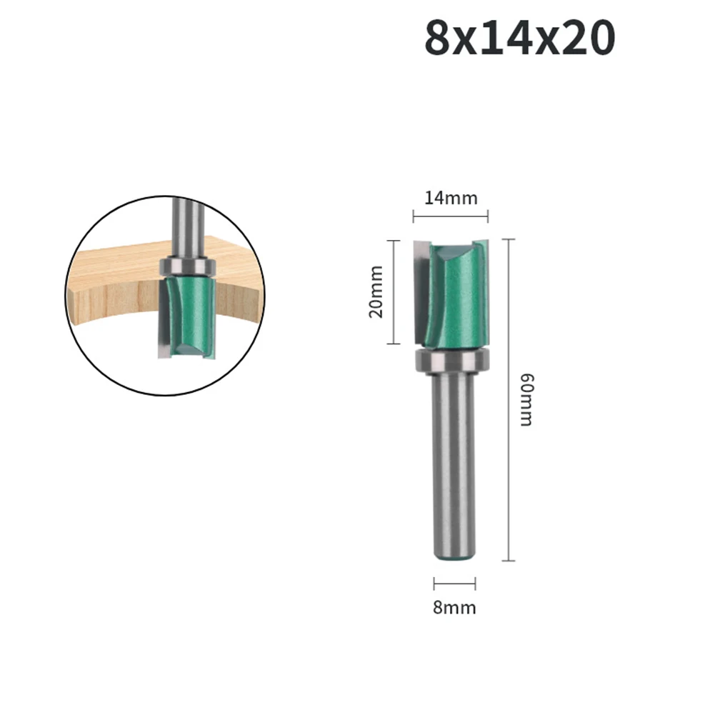 

1pc Router Bit YG6X Tungsten Carbide 8mm Shank 45 Steel Woodworking Milling Cutter Trimming With Bearing Anti Kickback