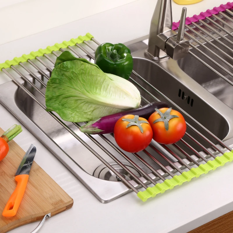 

Collapsible Tray Drying Rack Drain Above Sink Finishing Rack Tray Drain Bathroom Gadgets Household Kitchen Accessories